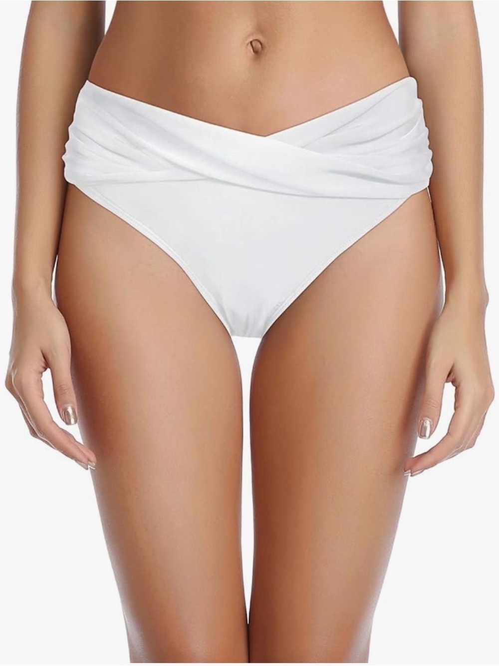 White Cross-Front Bikini Bottom